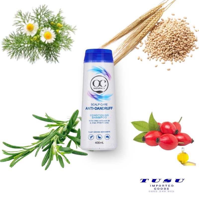 Dầu gội ngăn ngừa và giảm gàu Organic OC Naturals 400ml chiếc xuất từ Vitamin B5 và kẽm pyrithione - Nhập khẩu từ ÚC