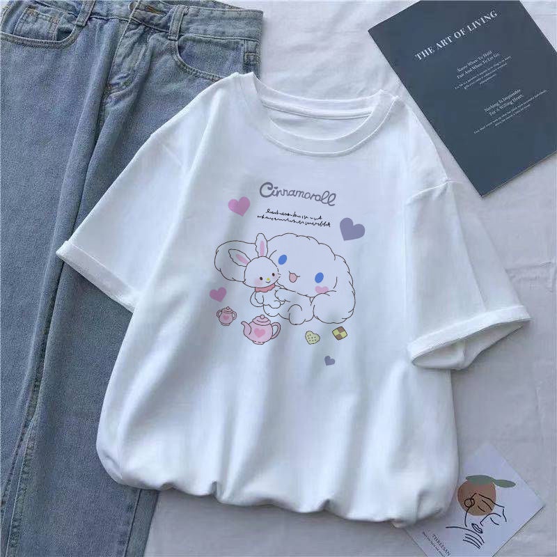 ✦Đầu Chó Cinnamon✦Áo Thun Tay Ngắn Dáng Rộng Phong Cách Phương Tây Thời Trang Mùa Hè Mới 2022 Cho Nữ