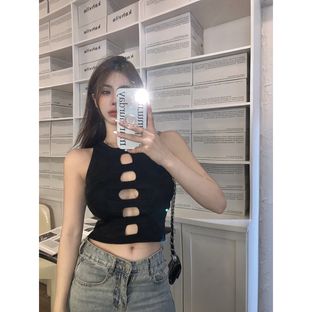 Áo Hai Dây Dệt Kim Thời Trang Quyến Rũ Cho Nữ