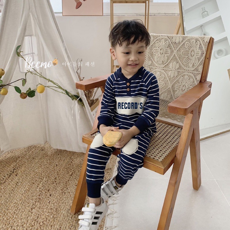SALE- Bộ nỉ dành cho bé trai hoạ tiết kẻ ngang từ 8kg đến 23kg [ Hàng thiết kế Beemo ]