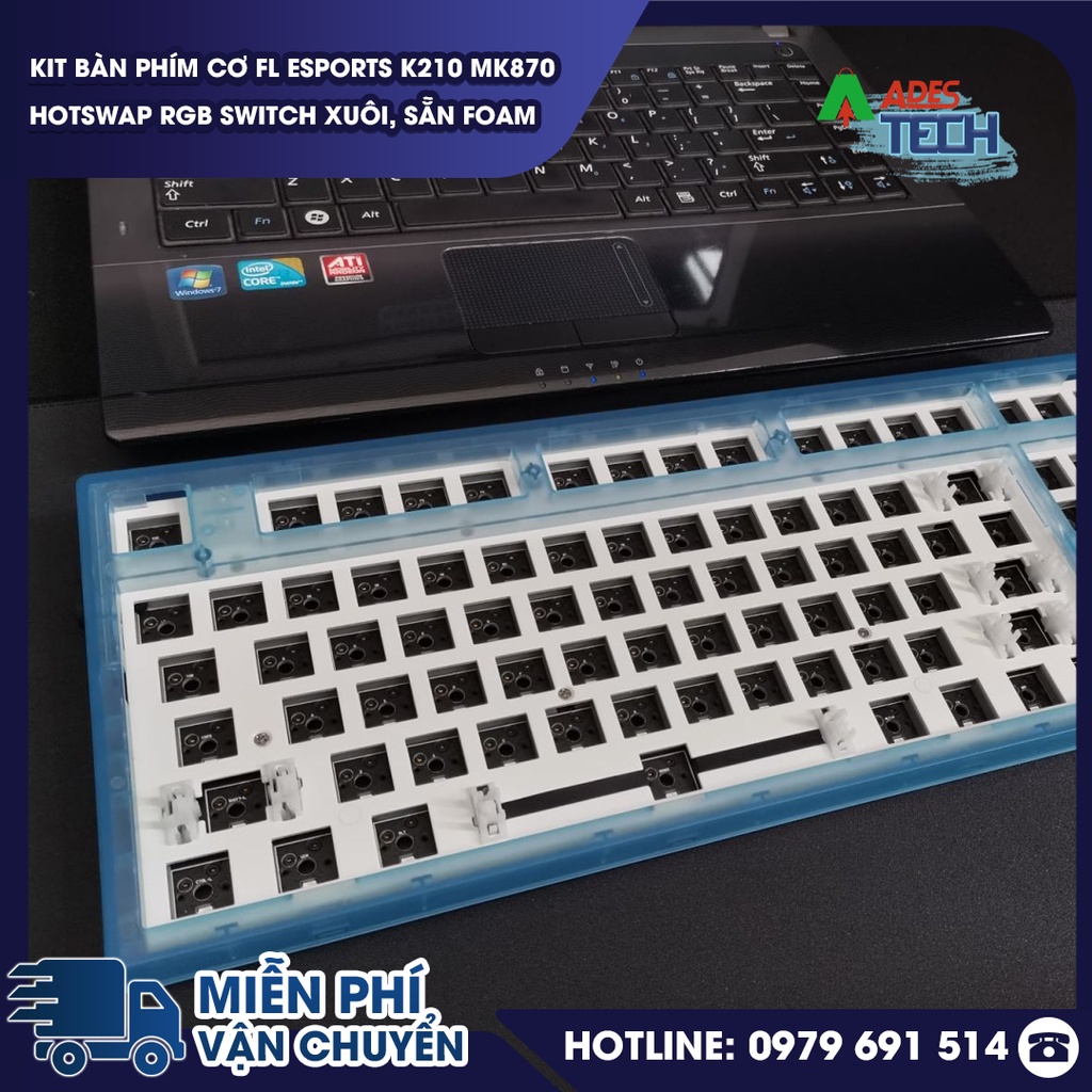 KIT Bàn Phím Cơ FLEsports K210 MK870 Hotswap RGB Switch Xuôi, Sẵn FOAM | 1 Mode / 3 Mode | BH Chính Hãng 12 tháng