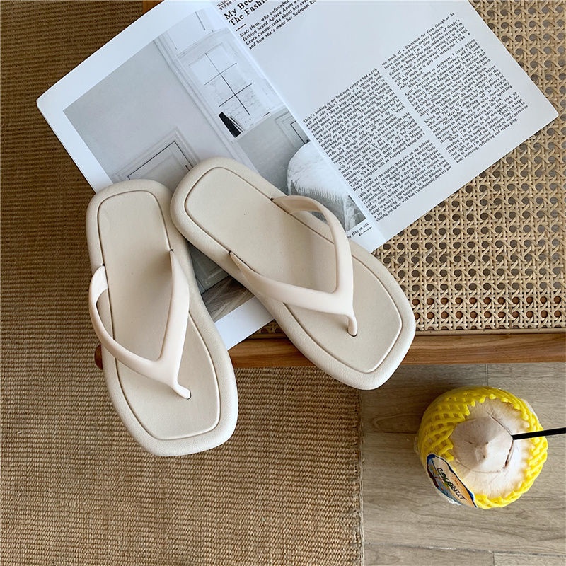 Dép Xỏ Ngón Mũi Vuông Màu Trơn 8 Màu Sắc Chọn Lựa Thời Trang Đi Biển Cho Nam Và Nữ