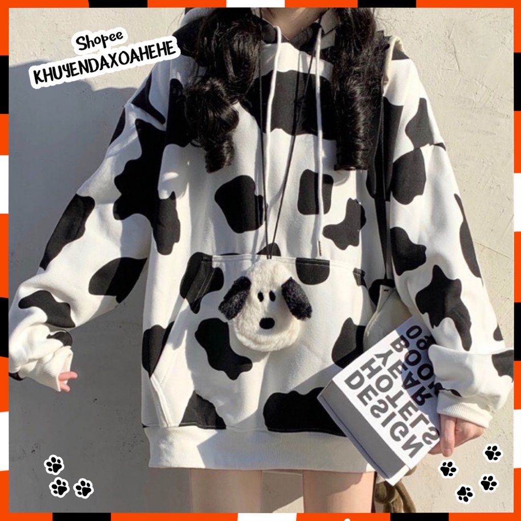 A005 Áo Hoodie nam nữ form rộng Unisex có mũ cute, áo nỉ bông chui đầu bò sữa Ulzzang thể thao trẻ trung năng động | BigBuy360 - bigbuy360.vn