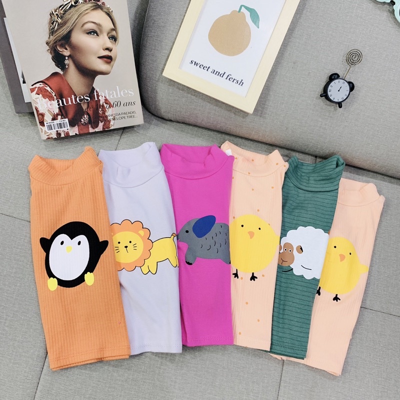 Bộ quần áo dài tay Thu Đông, chất liệu thun gân cổ cao 3p cho bé gái siêu hot 2022