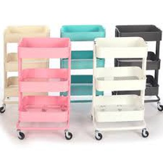 Kệ sắt đa năng 3 tầng có bánh xe, đựng đồ bỉm sữa cho mẹ và bé, xe đẩy spa IKEA