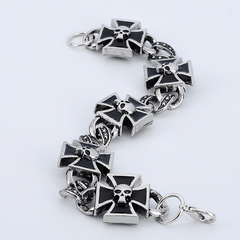 Vòng Tay Hình Đầu Lâu Và Thánh Giá Phong Cách Retro Thời Trang Cho Nam