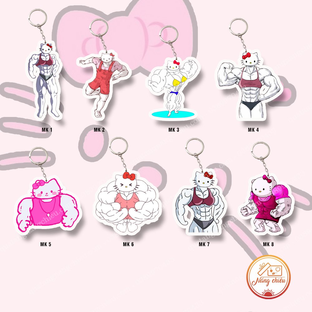 Móc khoá mèo hello kitty cơ bắp đô con lực lưỡng đáng yêu, quà tặng sinh nhật, sự kiện, đa dạng mẫu mã