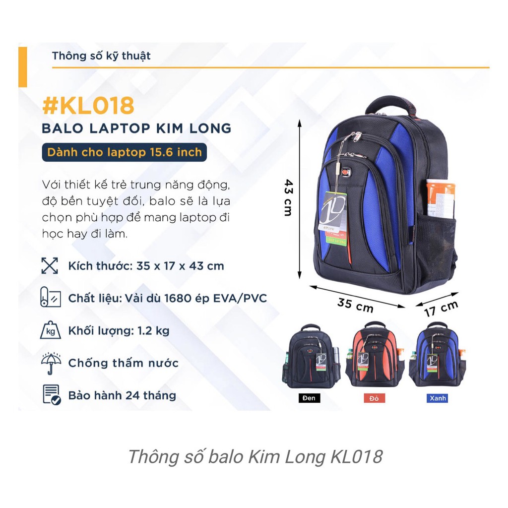 Balo du lịch đa năng - Balo laptop cao cấp Kim Long KL018