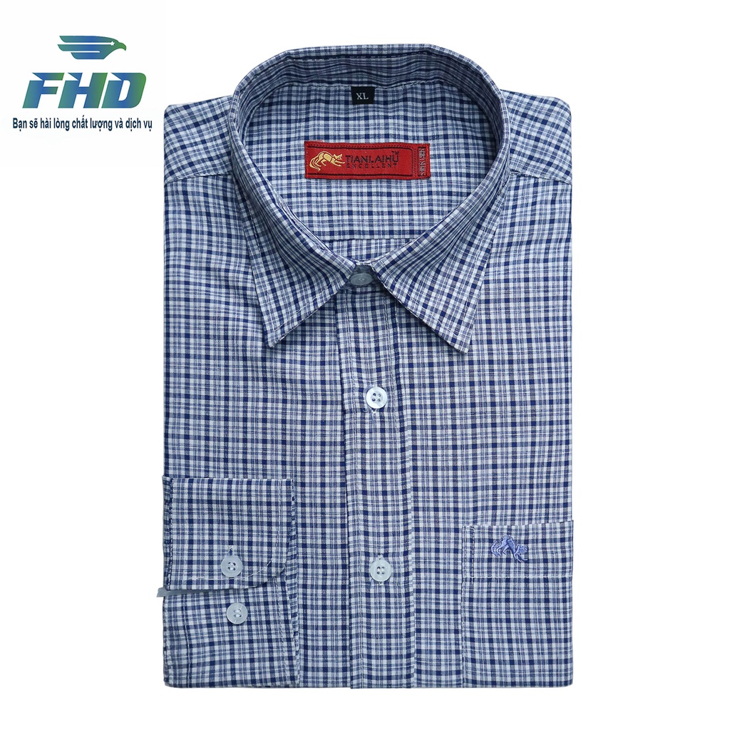 Áo Sơ Mi Nam Tay Dài Chất Vải Dày Dặn Họa Tiết Kẻ Sọc Giá Tốt Bền Màu FHDA005