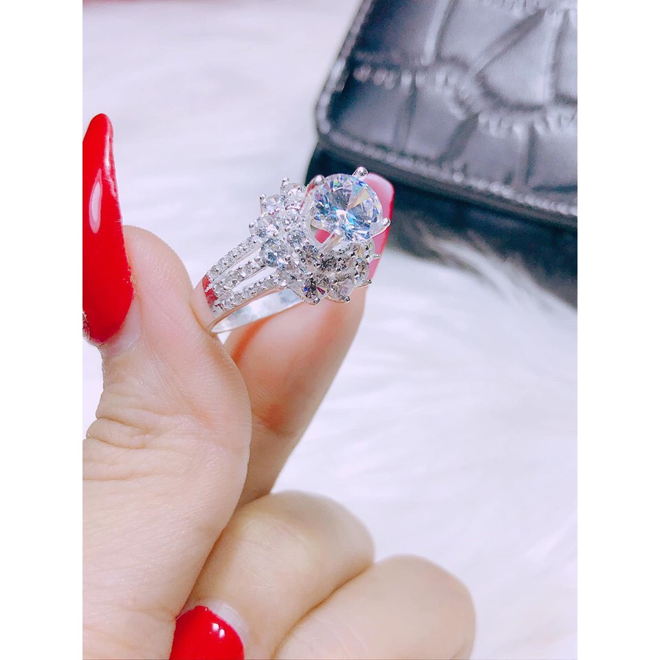 Nhẫn nữ bạc thật đính đá cao cấp sang trọng LINH MIU SILVER