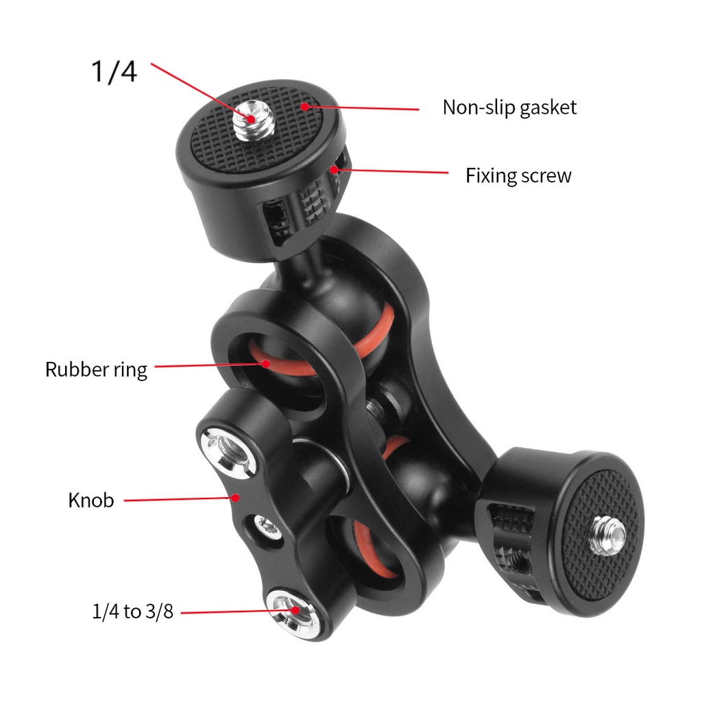 Đầu Chuyển Đổi Gậy Ba Chân XT-XINTE Bằng Hợp Kim Nhôm Xoay 360 Độ Chuyên° Đầu Bi Xoay Với Vít 1 / 4 "Dành Cho Giá Đỡ Màn Hình Máy Ảnh SLR