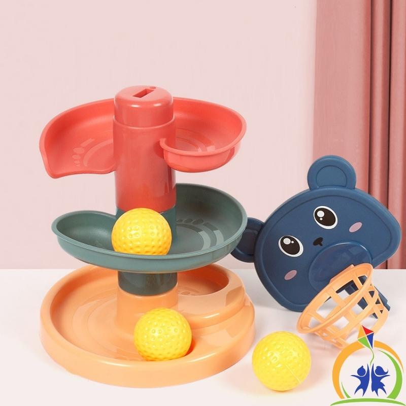 Tháp bóng lăn cầu trượt thả bóng xoay tròn KIDONE đồ chơi cho bé đơn giản, sinh động, an toàn KO07