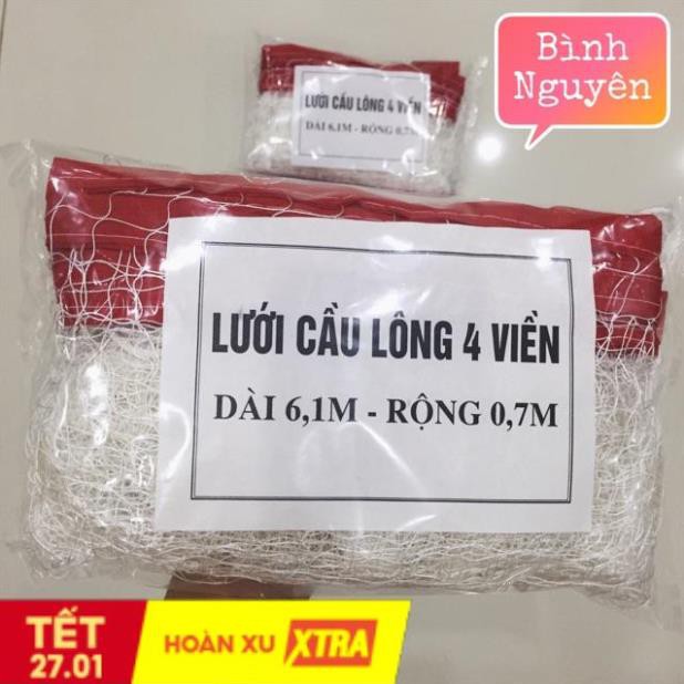 [Siêu tiết kiệm] Lưới Cầu Lông giá rẻ 4 viền mỏng nhẹ tập luyện đánh cầu lông học sinh, trẻ em, đấu phong trào