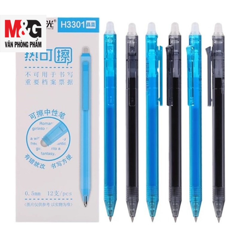 Bút Nước Xoá Được M&amp;G AKPH3301B2  Xanh Lợt (0.5)  dạng bấm thân màu xanh-1 cây