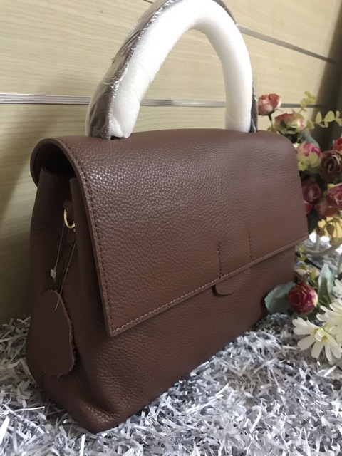 Túi da bò classic màu tây