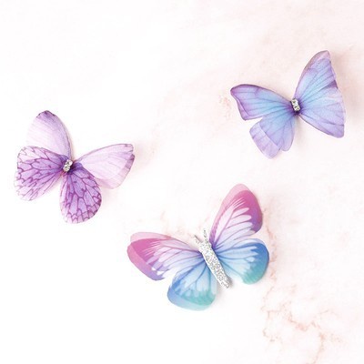 Set 11 Phụ Kiện Trang Trí Bánh Kem Hình Bươm Bướm/Bướm Màu Trong Suốt Xinh Xắn