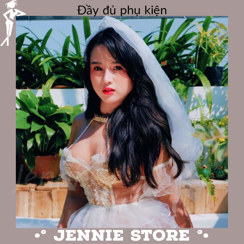 Cosplay cô dâu sexy - váy ngủ bride voan xuyên thấu kèm lúp vương miện gợi cảm | BigBuy360 - bigbuy360.vn