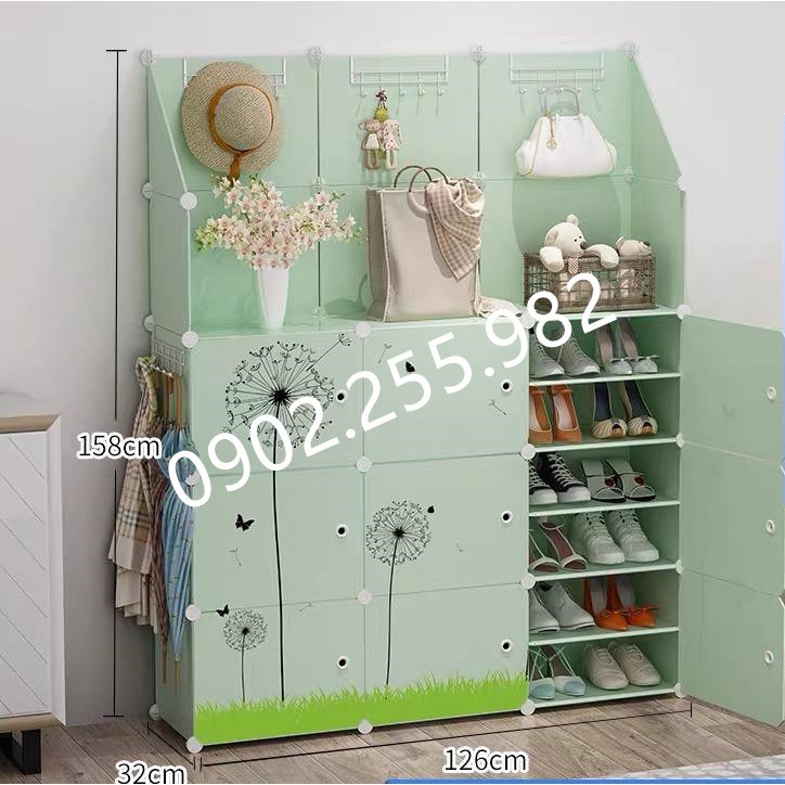 TỦ NHỰA ĐỂ GIÀY DÉP KIỂU MỚI 18Ô (chia ô) - TẶNG 1 MÓC TREO ĐỒ