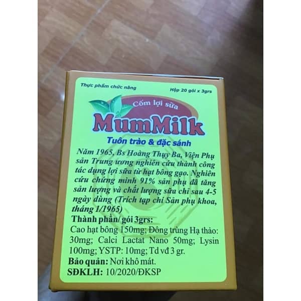 Cốm lợi sữa Mummilk Đông Trùng Hạ Thảo hộp 20 gói