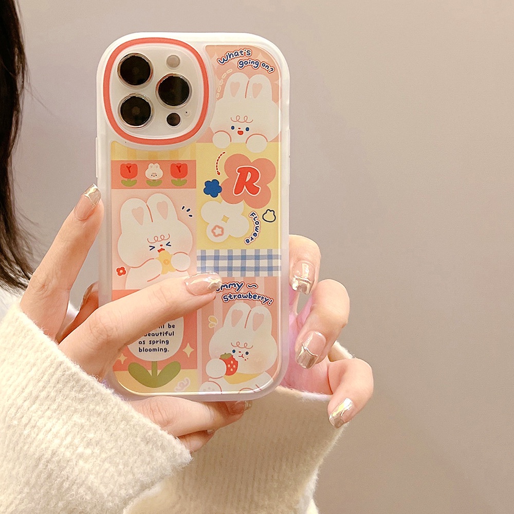 Ốp Điện Thoại tpu Mềm Hình Thỏ Hồng Cho iphone 7 8 plus x xr xs 11 12 13 14 15 mini pro max se 2020