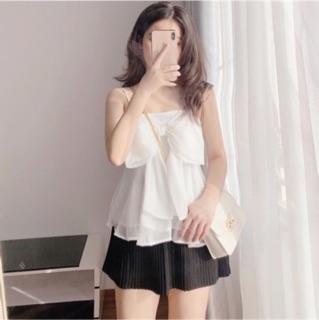 Chân váy xếp ly nhỏ đen/trắng