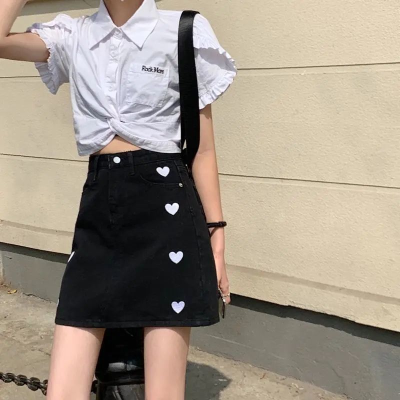 Chân váy jeans chữ A thời trang dành cho nữ