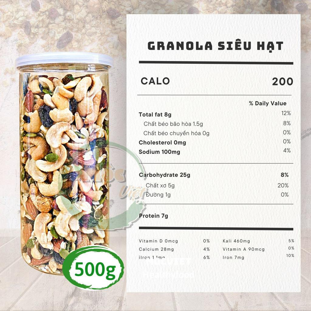 Granola Siêu Hạt Ăn Kiêng Ngũ Cốc Giảm Cân Dinh Dưỡng eat clean,gym, yoga 500G