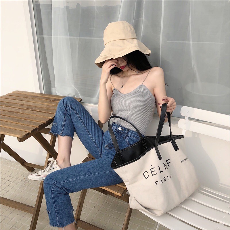 Áo thun ôm 2 dây màu trơn phong cách Hàn Quốc Áo ngang ngực Croptop cotton 1 lớp thun ống ôm body dây sợi bún | BigBuy360 - bigbuy360.vn