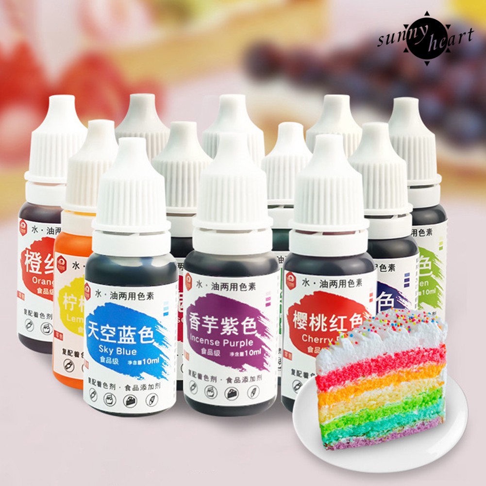 (Hàng Mới Về) Lọ Mực 10ml 12 Màu Tùy Chọn Dùng Để Trang Trí Bánh / Kẹo