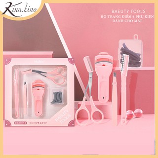 Set 5 món trang điểm dành cho mắt mày Malian cao cấp, kẹp bấm mi, nhíp, kéo tỉa chân mày,dao cạo lông mày