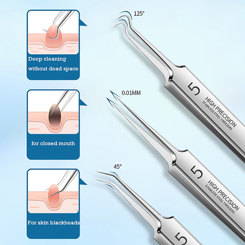 Dụng Cụ Lấy Mụn, Bộ 8 món lấy mụn đầu đen - mụn bọc - trứng cá làm đẹp chuyên dụng tiện lợi