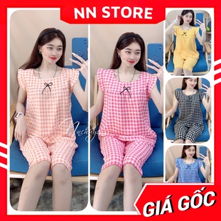 Đồ bộ nữ mặc nhà chất kate mềm mịn mát in hình hoạt hình caro nhí dễ thương BKT142