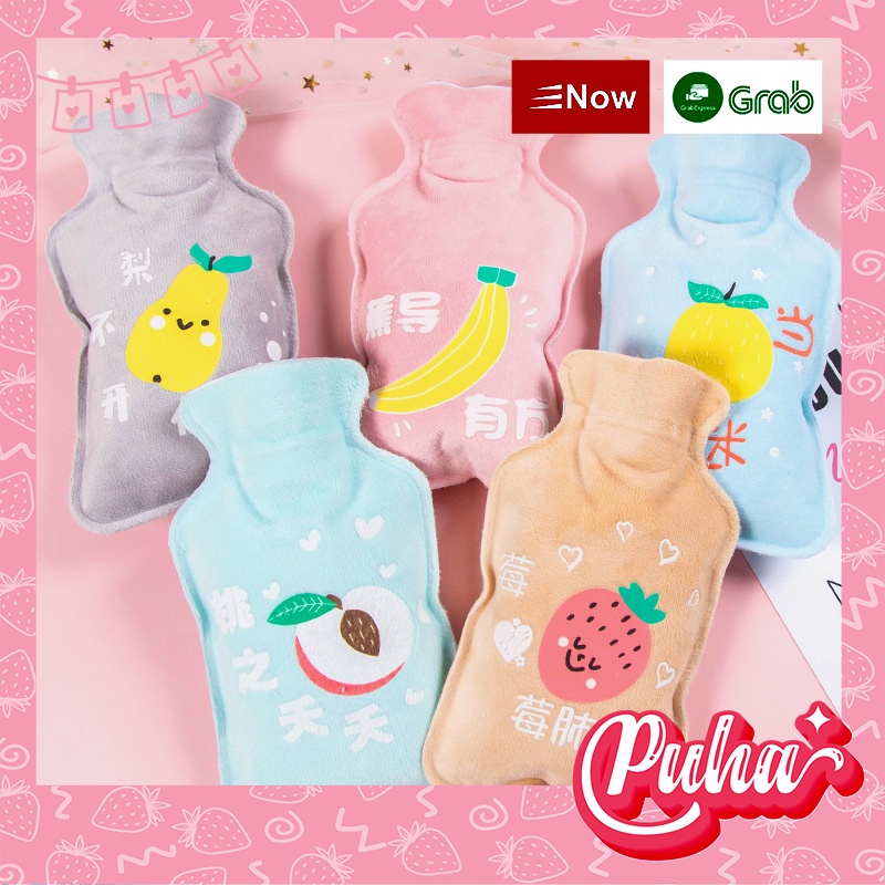 Túi chườm nóng lạnh mini Puha đa năng chườm bụng cầm tay sưởi ấm tay chân 200ml.