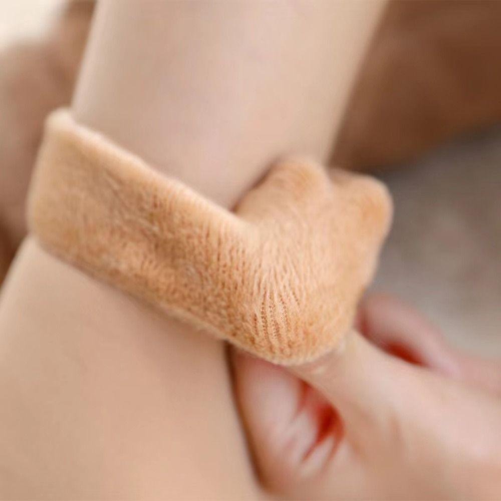 Đôi Vớ Vải Lông Xù Dày Ấm Áp Màu Trơn Thoáng Khí Dành Cho Nữ