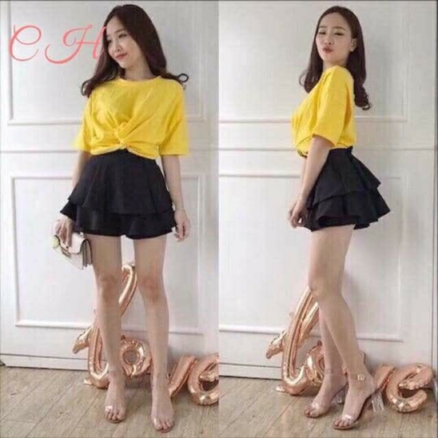 Chân váy xếp ly 2 tầng