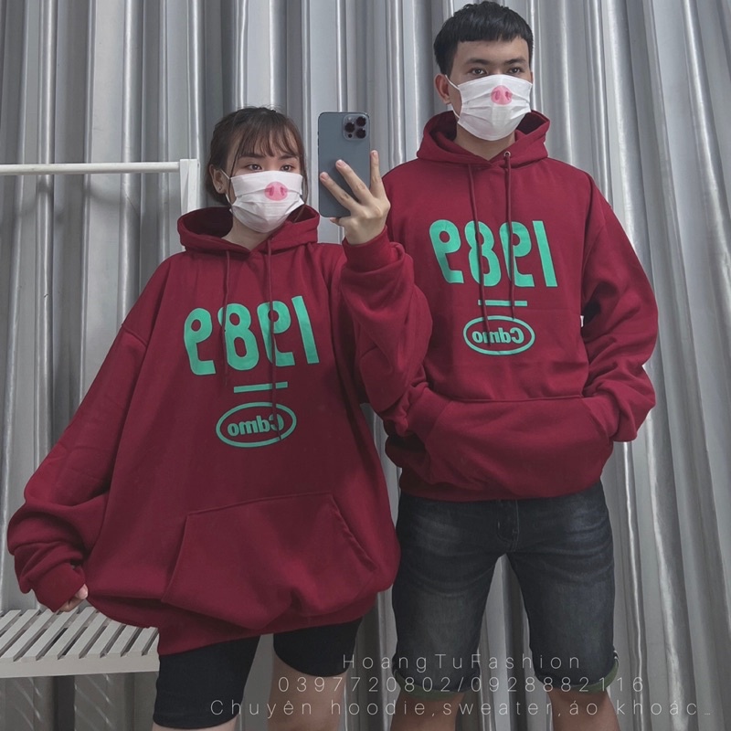 áo hoodie nỉ bông Nam Nữ màu đỏ M592 [Hình thật 100%]