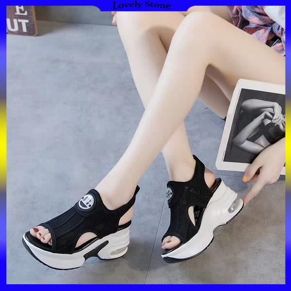 Giày Sandal Đế Xuồng Thể Thao Mùa Hè Phong Cách Hàn Quốc Dễ Phối Đồ Mới