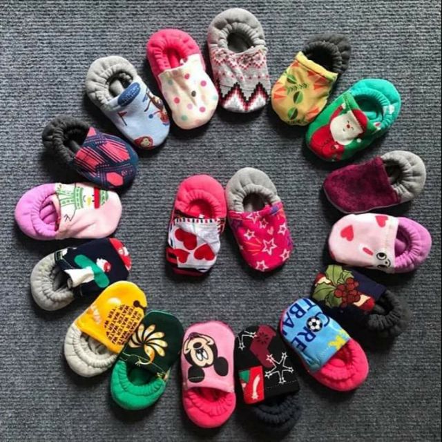 Sét 10 giày Nỉ Bông giữ ấm chân đi trong nhà cho bé sơ sinh đến 30 kg