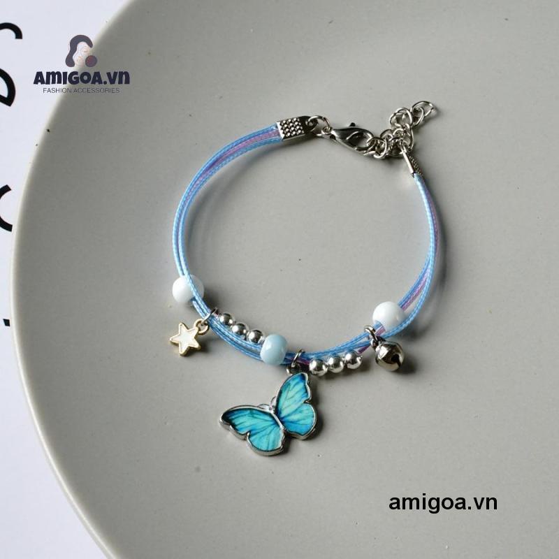 ✨✨Vòng tay dây bện mặt hình bướm bằng kim loại có chuông cho các cặp đôi