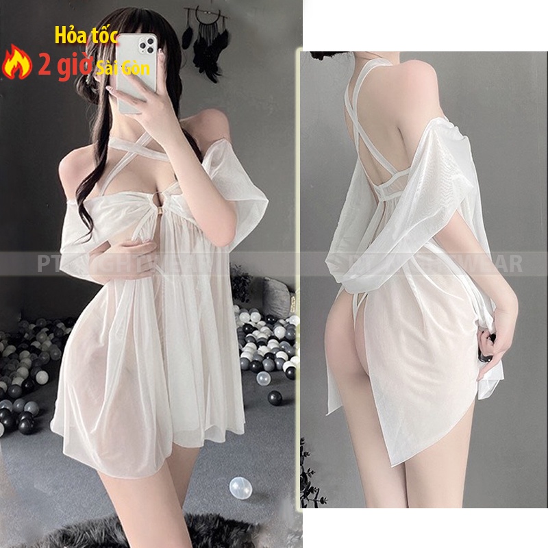 Váy ngủ xuyên thấu sexy PT NIGHTWEAR liền chip lọt khe gợi cảm PT40