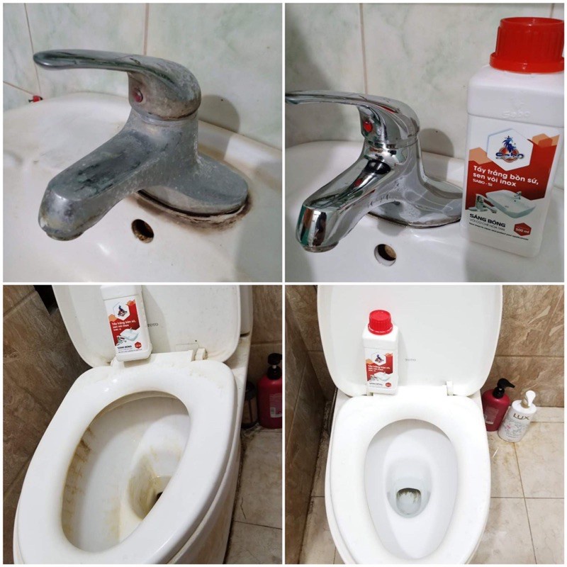 Combo 2 chai tẩy dầu mỡ bám két lâu ngày, bếp ga, nhà bếp, tẩy cặn canxi toilet, bồn rửa mặt, inox SABO 500ml