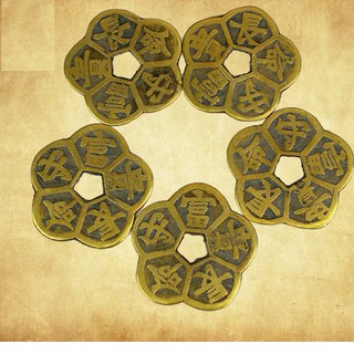 Combo 5 Đồng Xu Hoa Mai Kim Tiền đồng nguyên chất