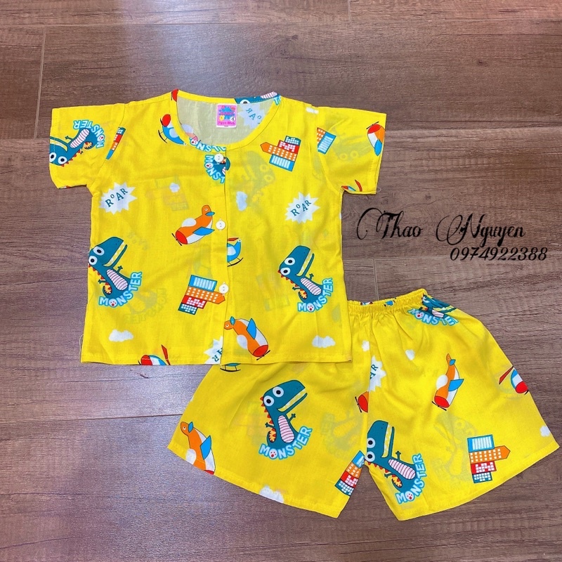 Đồ Bộ Cài Nút Vải Tôn  Mềm - Mịn - Mát Cho Bé Trai 4-10kg