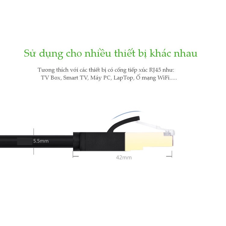 Dây Mạng Cat7 Đúc Sẵn Dài 1m đến 10m Ugreen 11268 11269 11270 11271 11272 11273 - Hàng Chính Hãng