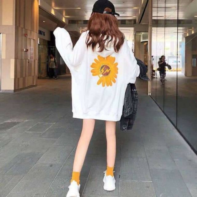 Áo Hoodie hoa cúc vàng in lưng 3753_TR