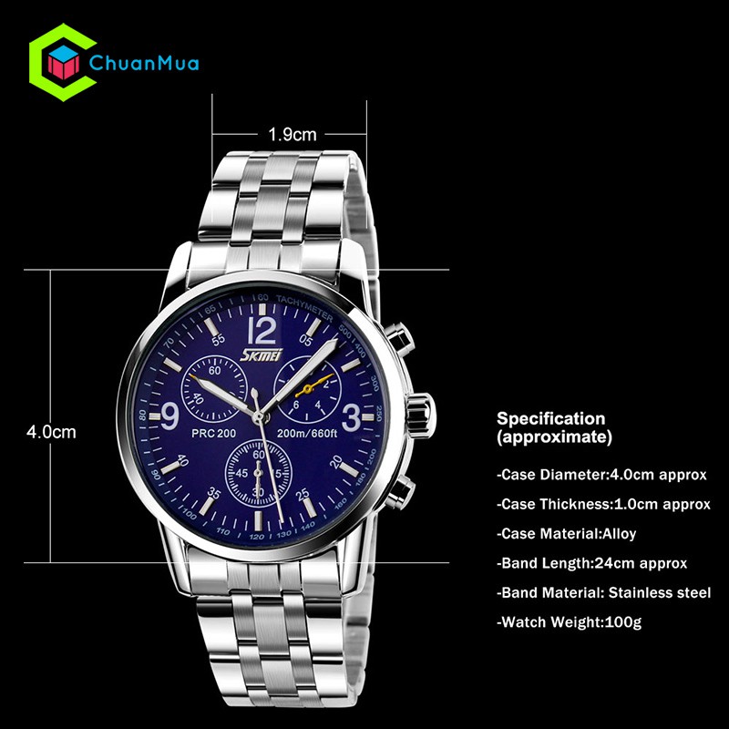 Đồng hồ Nam SKMEI 9070 ba số dây sắt DHA060 | BigBuy360 - bigbuy360.vn