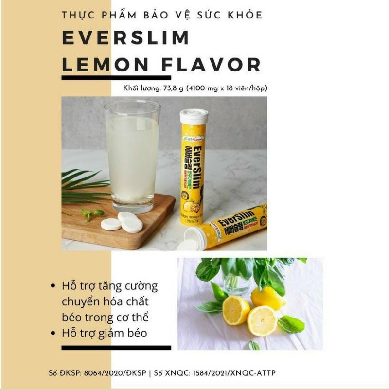 Sủi giảm cân cấp tốc EverSlim Viên Sủi Giảm Cân Hàn Quốc giữu dáng đẹp da chính hãng 1 lọ 18 viên