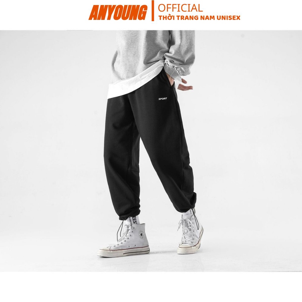 Quần Jogger Nam Nữ chất da cá Dáng Rộng Hoặc Ống Rộng Bo Chun Rút Gấu 2 Dáng Trong 1 Phong Cách Thể Thao