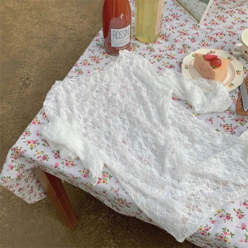 Áo lưới ren mỏng thời trang tay dài cho nữ MS65