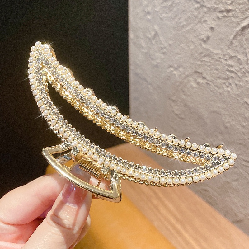 Kẹp Tóc Hình Cá Mập Đính Ngọc Trai Giả Phong Cách Hàn Quốc